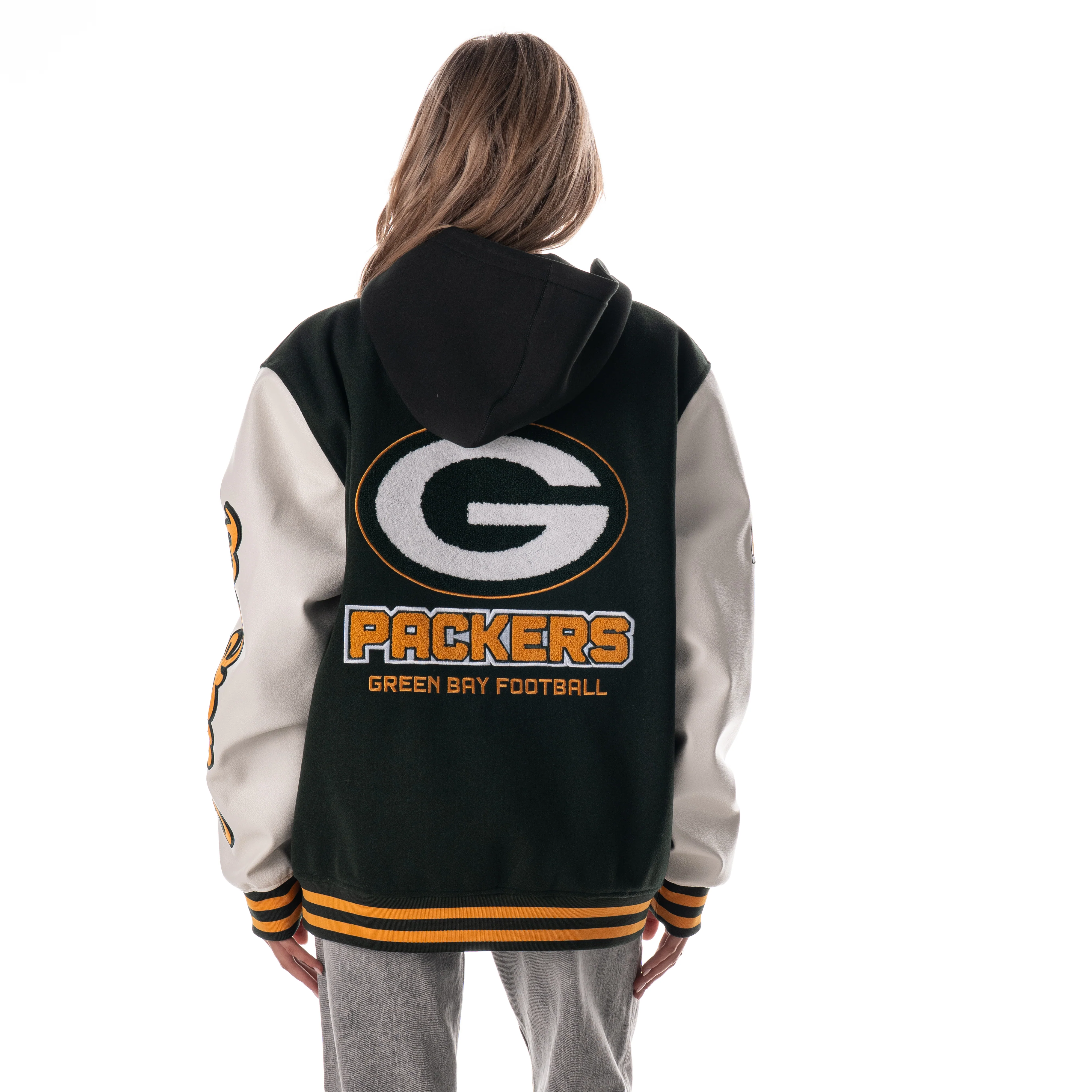 Green Bay Packers Unisex Hooded Varsity Jacket - Green - Image 3